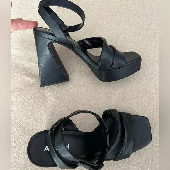 Abound Tracy Black Platform Heeled Sandal Size 8 - Picture 6 of 12